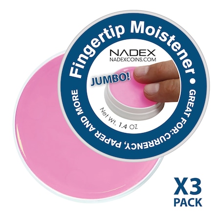 Nadex Coins Jumbo 1.41-Oz. Non-Slip Cash-Counting Fingertip Moistener Pads, 3PK NXTE-1746